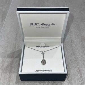 Diamond Tennis Racket 18" Pendant Necklace 1/10 ct. t.w. Sterling Silver Macy’s